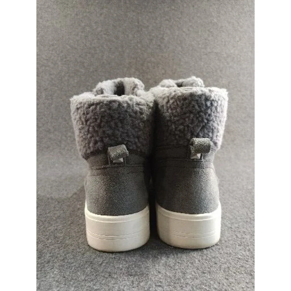 Marc Fisher Platform Sneaker Boots Women 10M Shearling Ankle Leather Lace Up